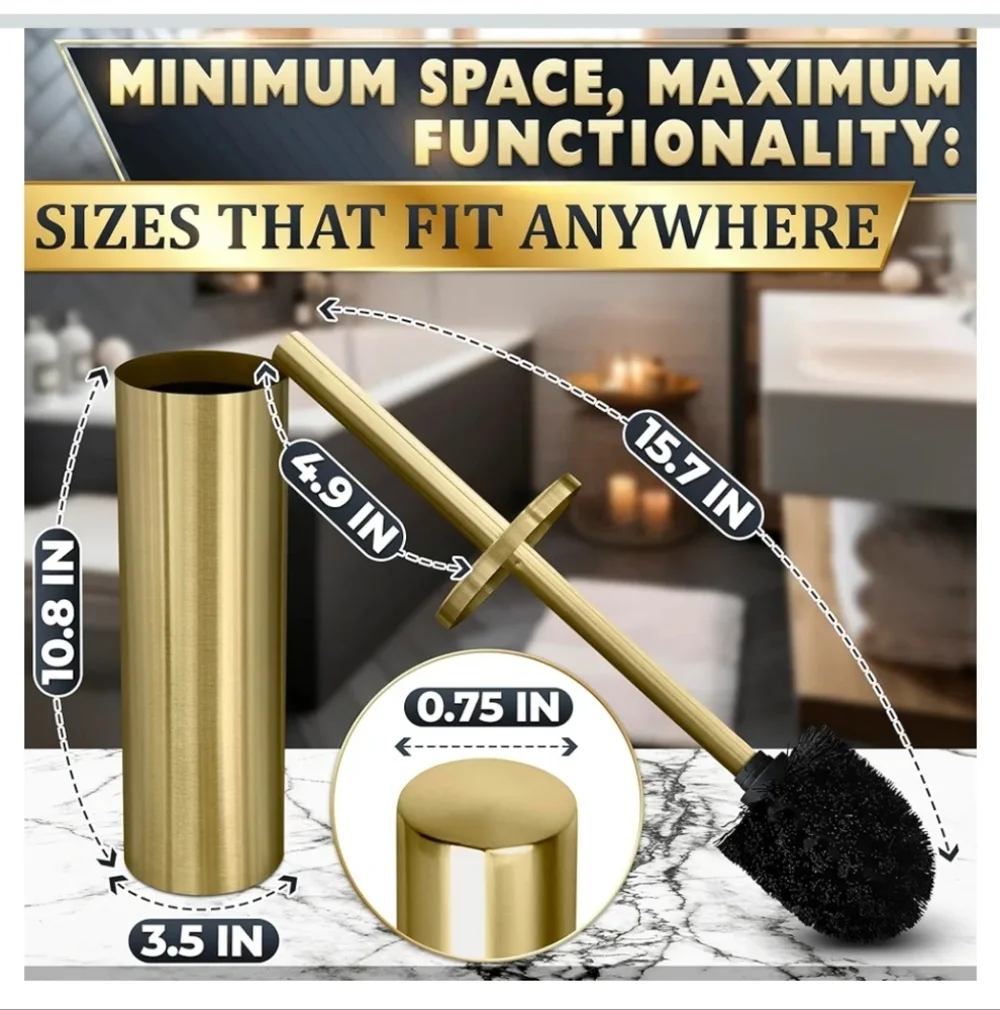 Gold Toilet Brush Set